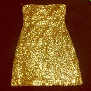 Strapless Sequined Tube Dress