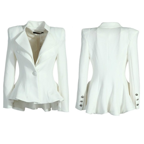 White peplum blazer