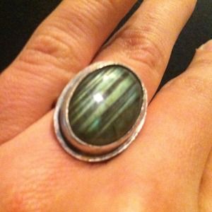 Large labradorite and sterling ring