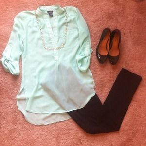 Mint green sheer top