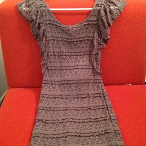 Grey lace body-con dress