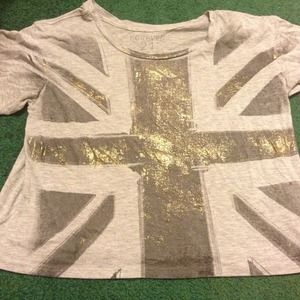 Forever 21 Union Jack Grey Short Sleeve Tshirt