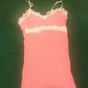 American Eagle Pink Tank Top with Lace details