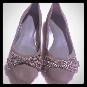 Gray suede ballet flats