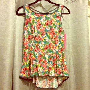 Target Xhilration Multifloral Peplum Top NWT
