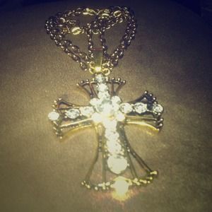 Diamond and gold cross necklace !
