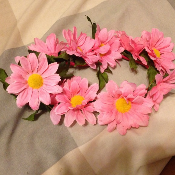 pink daisy flower headband