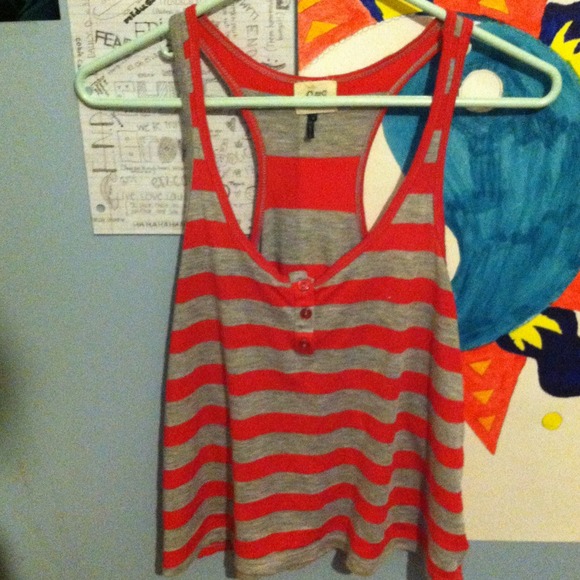 Pink and gray stripe tank