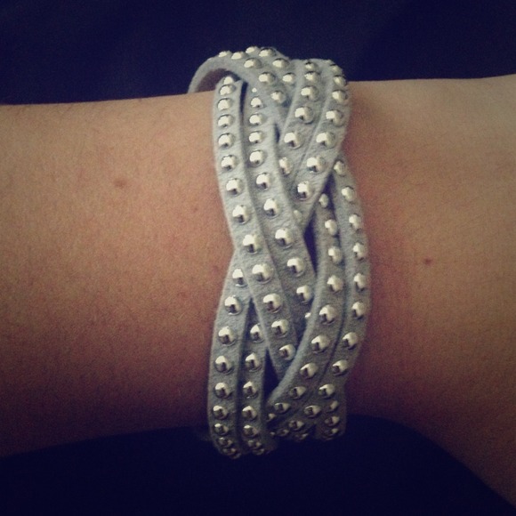 Grey Studded Wrap Bracelet