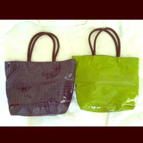 ⛔️SOLD! (2) Neiman Marcus Large Croc Print Totes