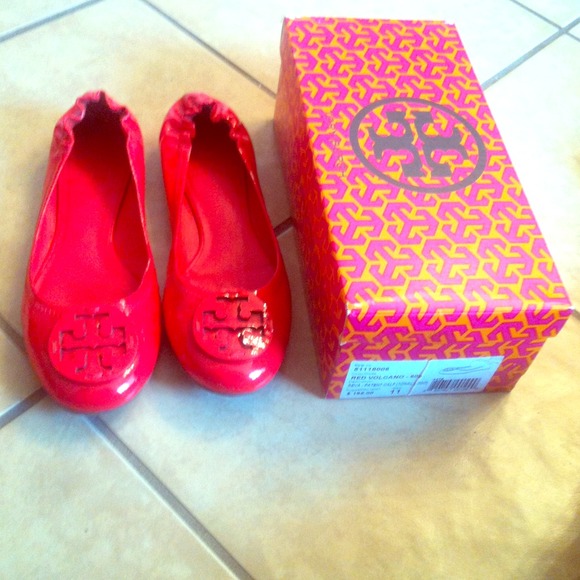 Tory Burch Red Volcano Flats. SOLD