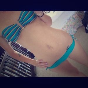 Turquoise and gold bikini