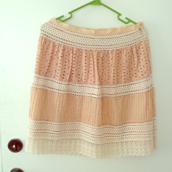 Forever 21 Blush pink and white crochet lace skirt
