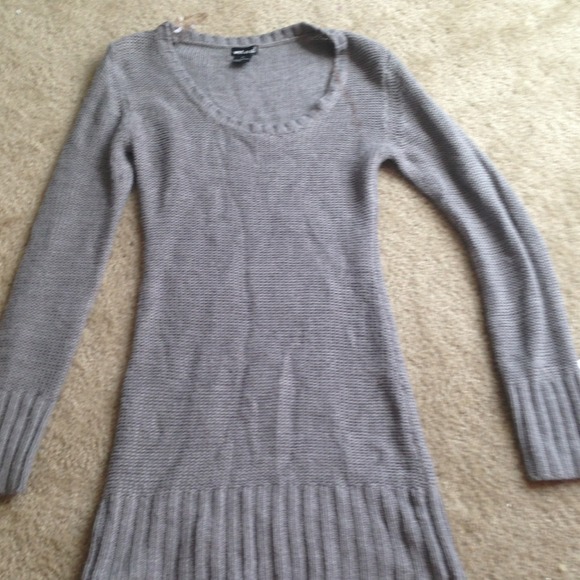 Charcoal gray long sweater dress