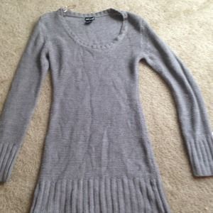 Charcoal gray long sweater dress