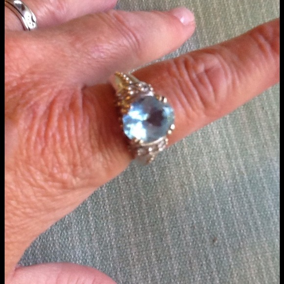 Blue topaz sterling silver Diamonique ring - Picture 1 of 3