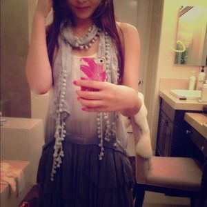 Angels Decorated scarf. Grey