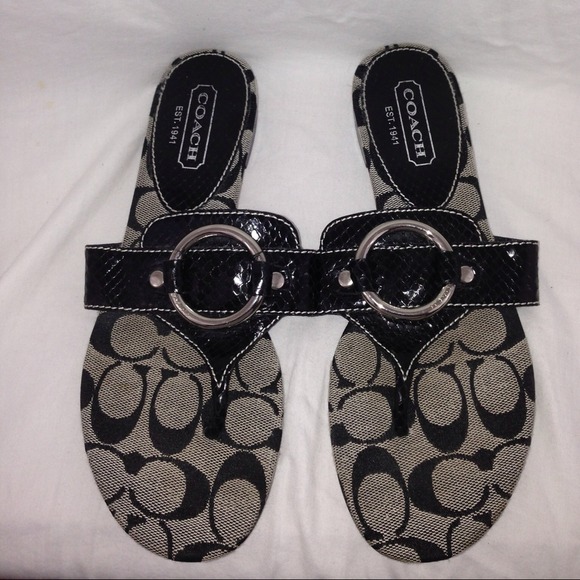 Coach Ritah Silver and Black sandals