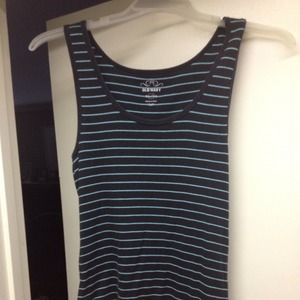 Navy blue with light blue striped tank top