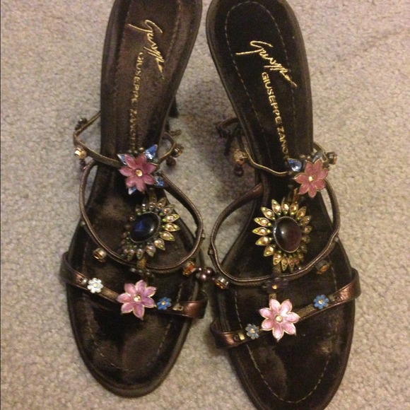 Strappy jeweled high heel sandals