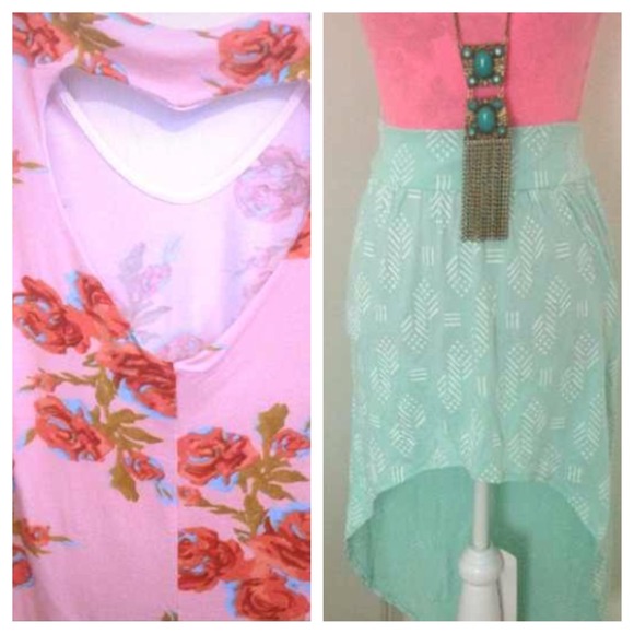 Bundle! Pacsun skirt and heart shirt