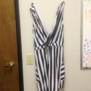 Michael Stars stripe jersey dress, L Navy/white