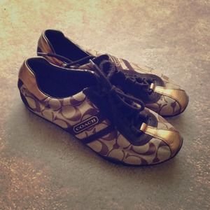 REDUCED Coach Gold/Brown Sneakers