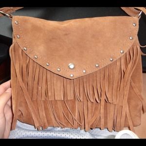 Brown fringe bag