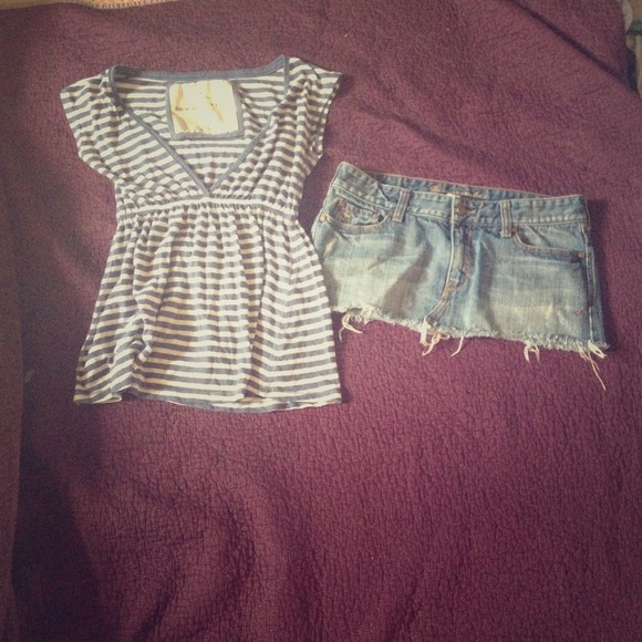 Abercrombie jean skirt and striped top