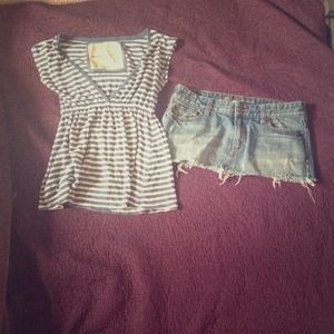 Abercrombie jean skirt and striped top