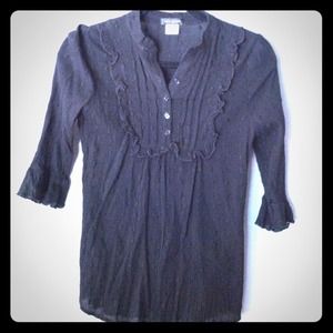 *SOLD* black sheer button down polka dot shirt