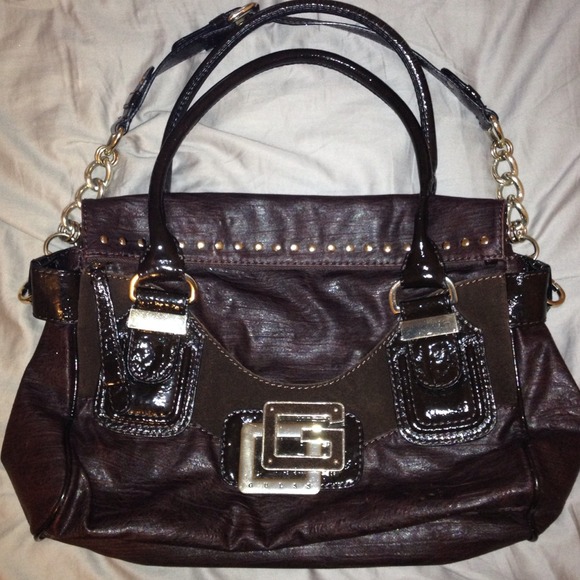 Large dark brown Guess shoulder bag