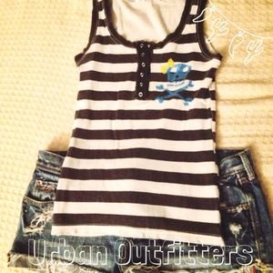 Urban Outfitters Striped Skull Tank