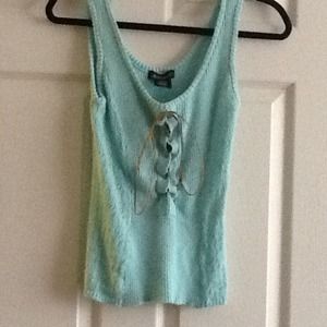 Crochet detail on sides. Leather tie up sexy front