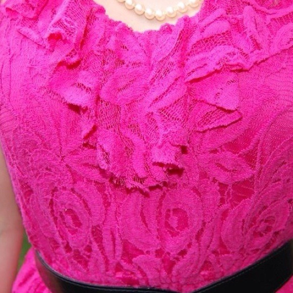 ๐SOLD TO A FRIEND!๐ Poppin' Pink Lace Dress! - Picture 2 of 3