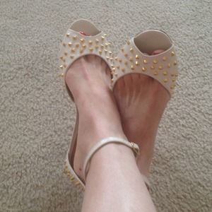Brand new Schutz Studded Peep Toe flat