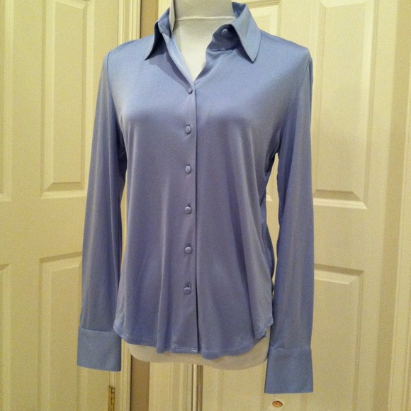 NWT Pure Silk blue blouse, Talbots, size 8