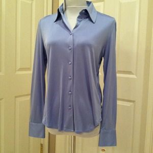 NWT Pure Silk blue blouse, Talbots, size 8