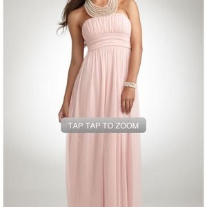 Baby pink prom dress with beaded neck