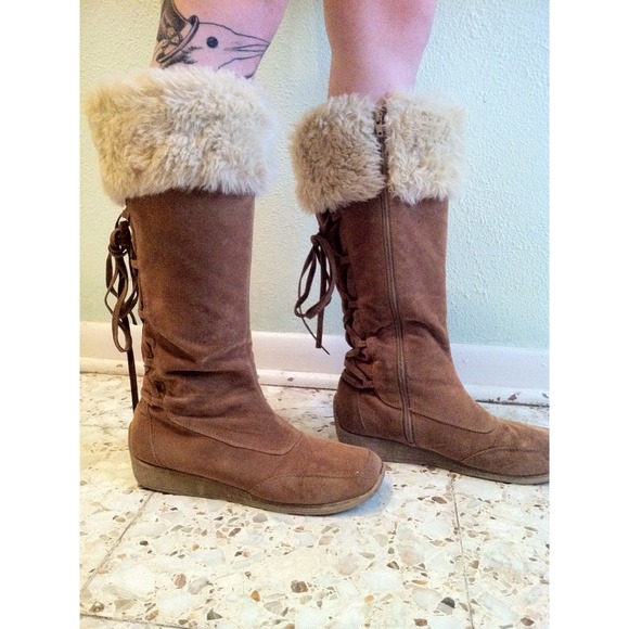 Fuzzy designer boots