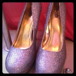 Silver sparkle heels