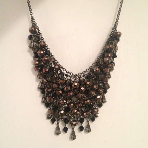 Boho brown and black beaded necklace