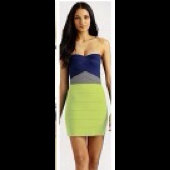 Strapless color block dress