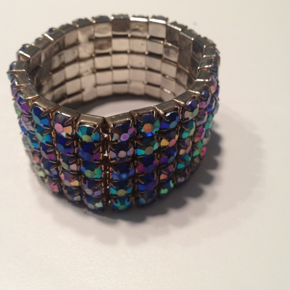 Blue/multicolored rhinestone bracelet