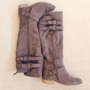 Gray Knee High Boots