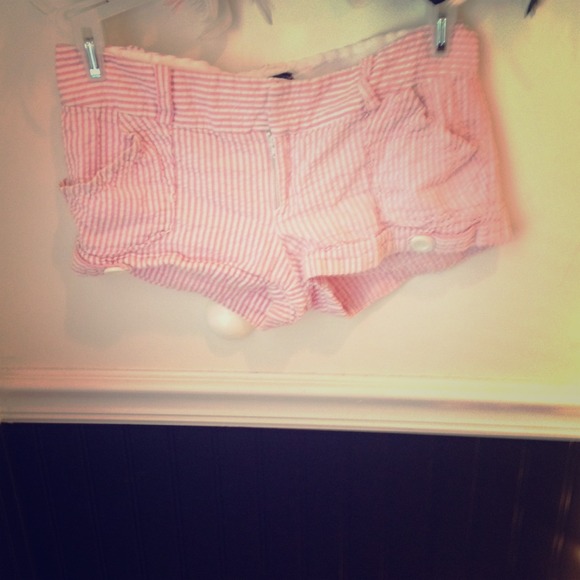 Cute pink and white pinstripe shorts!