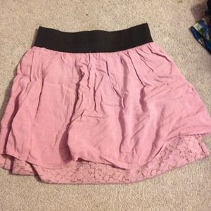 Pink skirt with lace layer