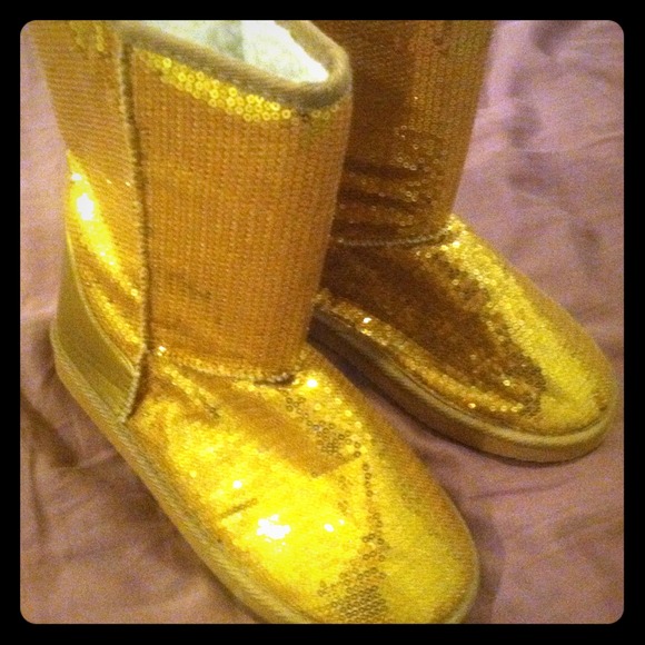 Gold sequin boots