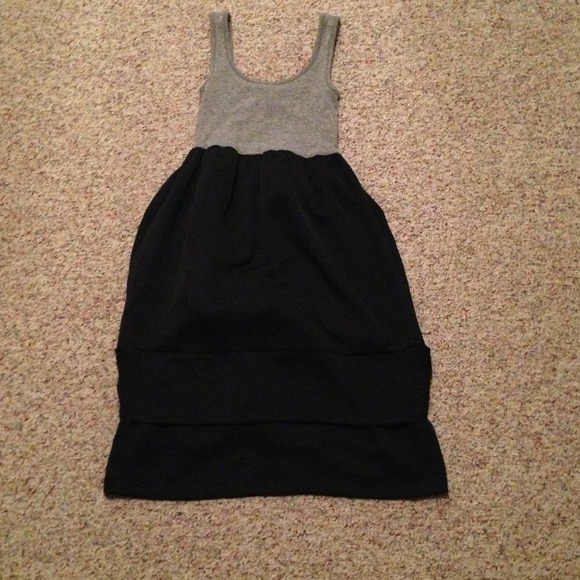 Gray and Black Knee Length Dress