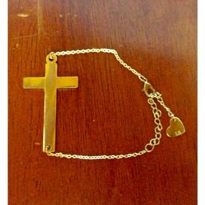 Gold Brandy Melville cross bracelet